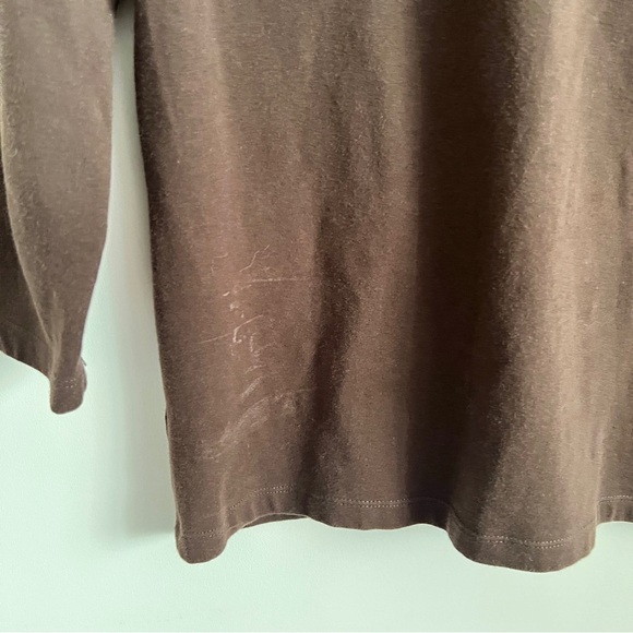 Jones New York Y2K Brown Ring Detail V Neck Ruched Petite Large Top - Picture 7 of 8